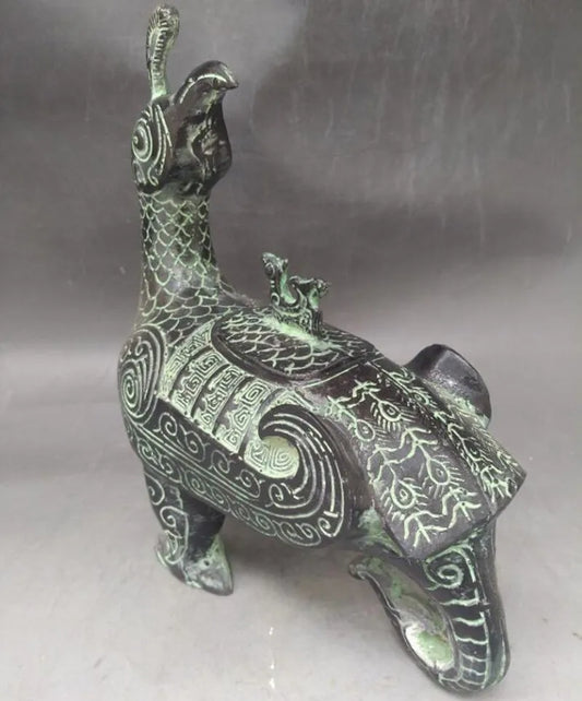 China archaize bronze bird teapot crafts statue