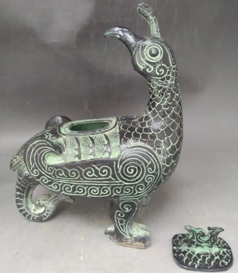 China archaize bronze bird teapot crafts statue