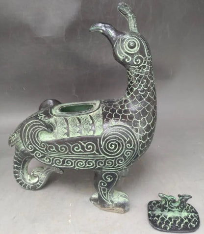 China archaize bronze bird teapot crafts statue