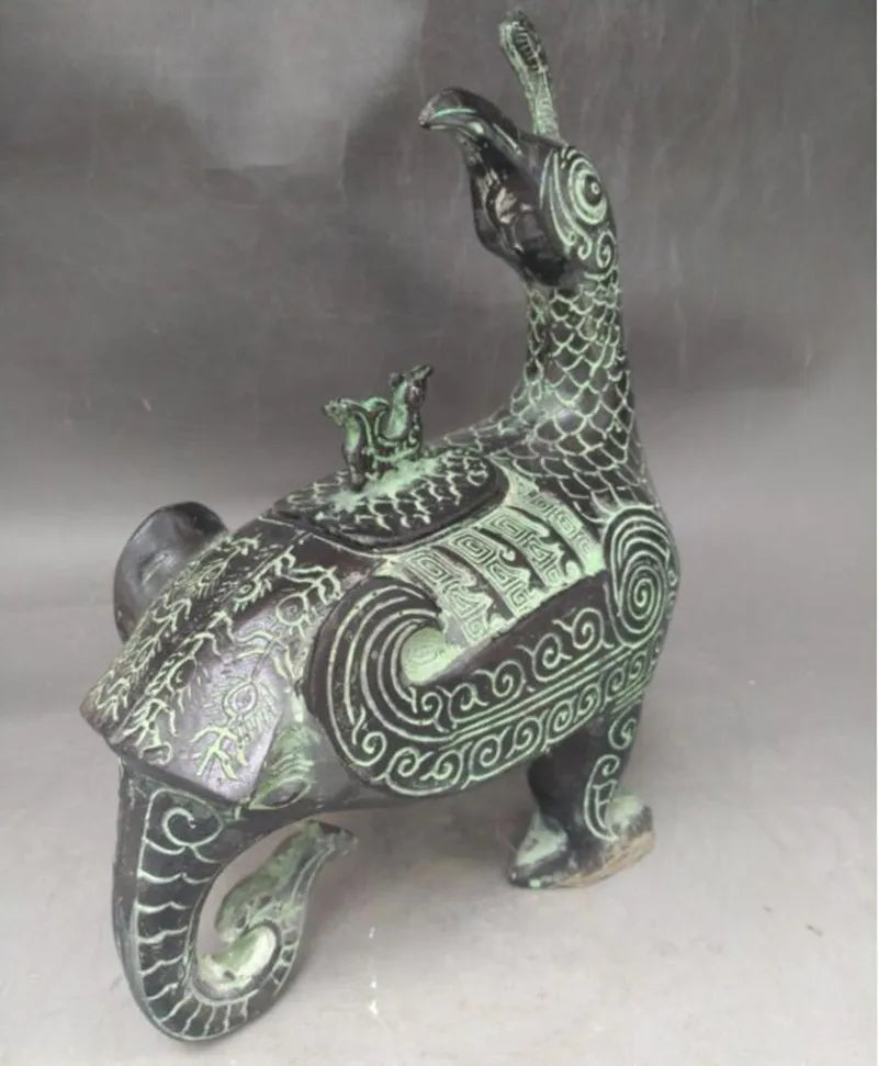 China archaize bronze bird teapot crafts statue