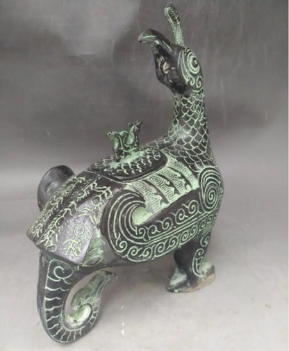 China archaize bronze bird teapot crafts statue