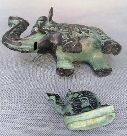 China archaize bronze elephant teapot crafts statue