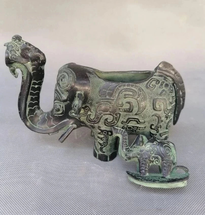 China archaize bronze elephant teapot crafts statue