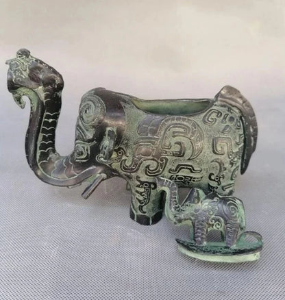 China archaize bronze elephant teapot crafts statue