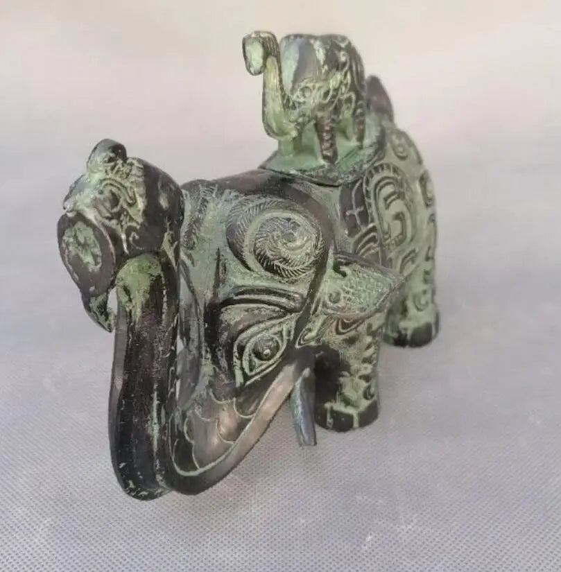 China archaize bronze elephant teapot crafts statue
