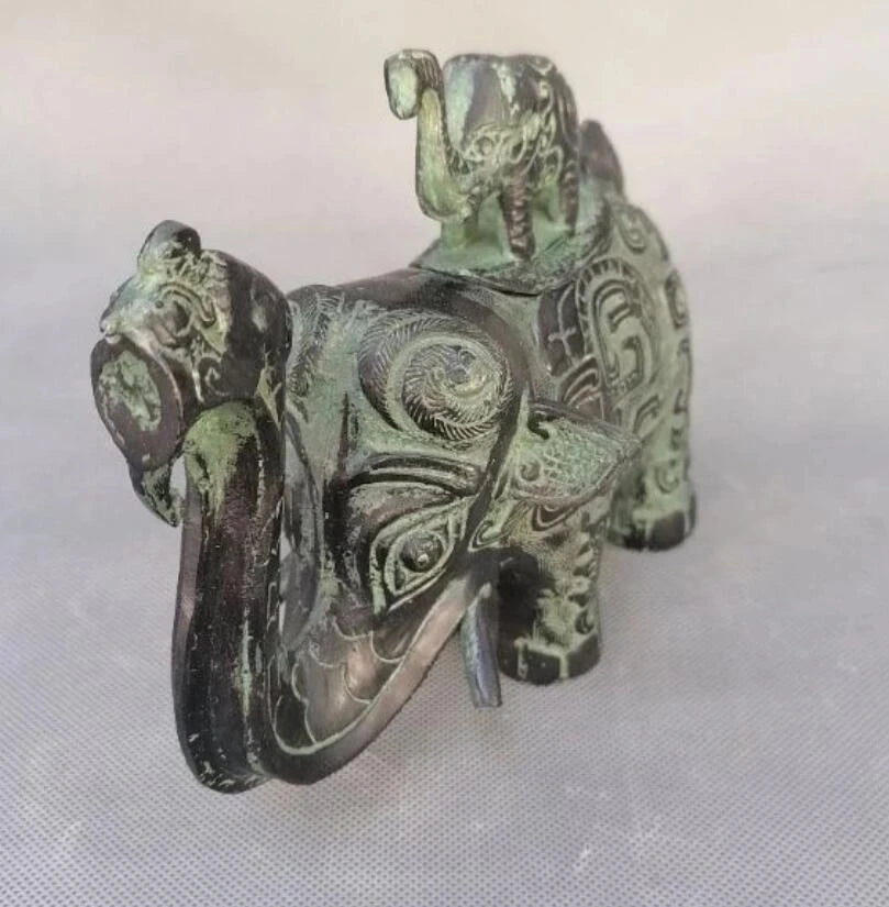 China archaize bronze elephant teapot crafts statue