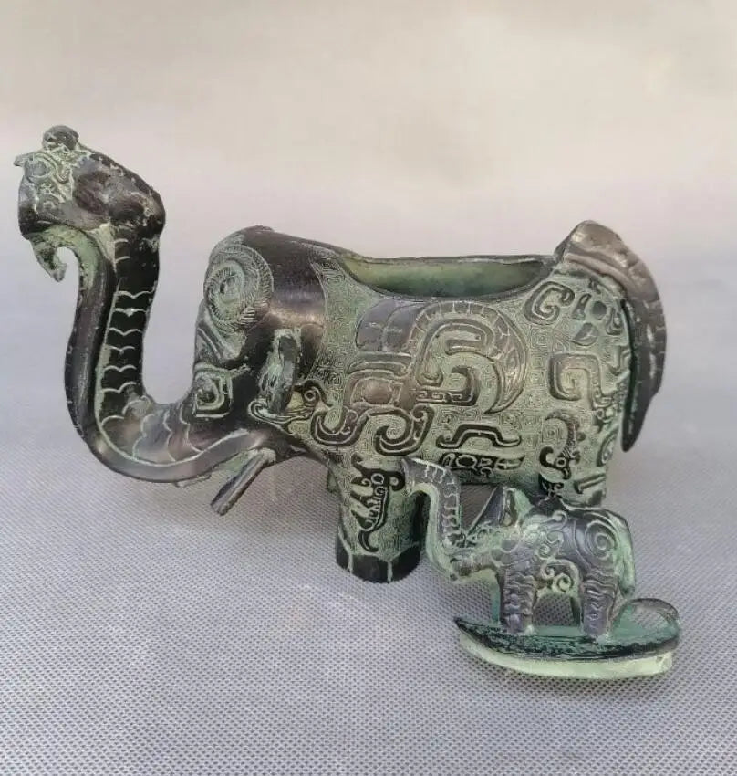 China archaize bronze elephant teapot crafts statue
