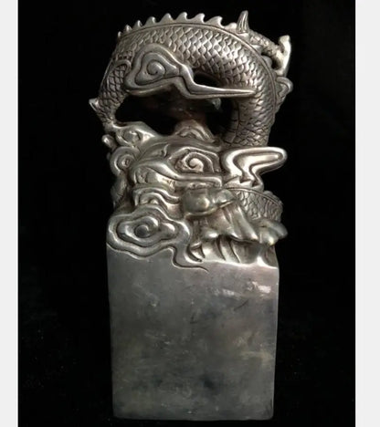 China archaize copper dragon seal crafts statue
