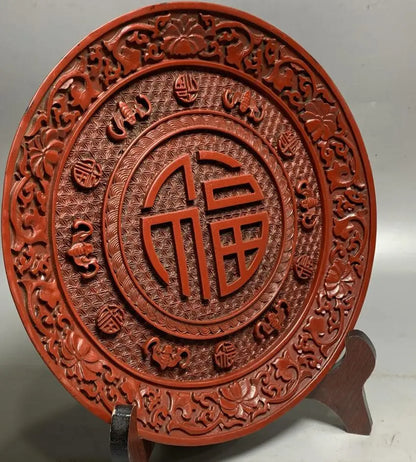 China archaize lacquerware dish crafts statue