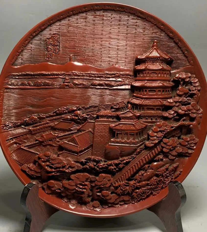 China archaize lacquerware dish crafts statue