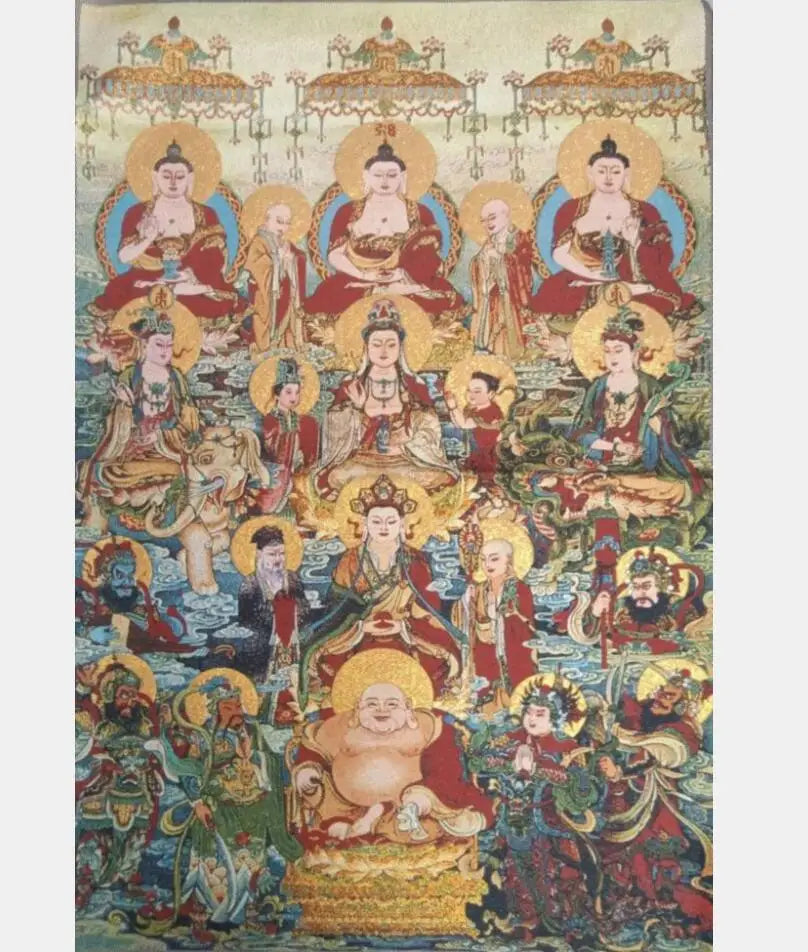 China archaize numerous Buddhas embroidery Hanging Images crafts