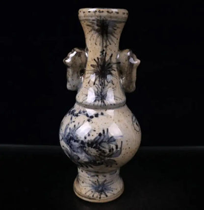 China archaize seiko Blue and white ceramic double ear vase crafts statue