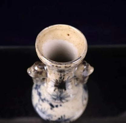 China archaize seiko Blue and white ceramic double ear vase crafts statue