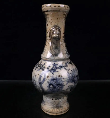 China archaize seiko Blue and white ceramic double ear vase crafts statue