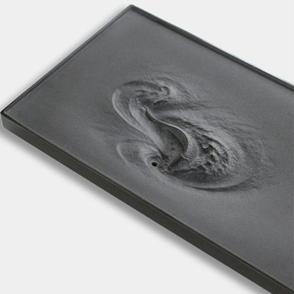 China black stone tea tray heavy table water draining outlet handmade serving trays fish carved rectangle tea boat large new