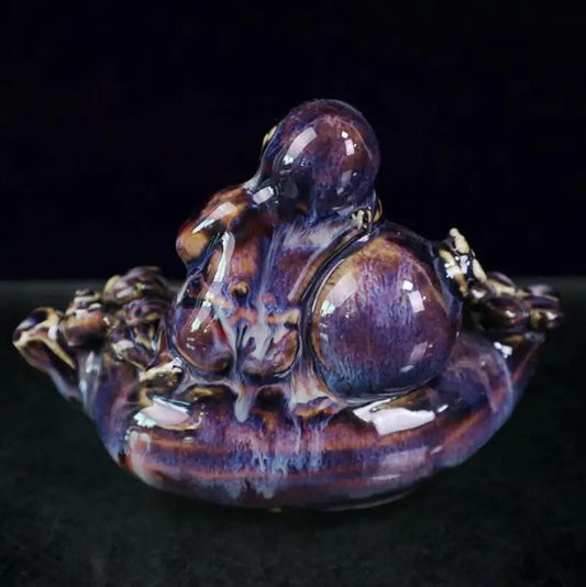 China blue glaze ceramic Boy Pen wash crafts statue