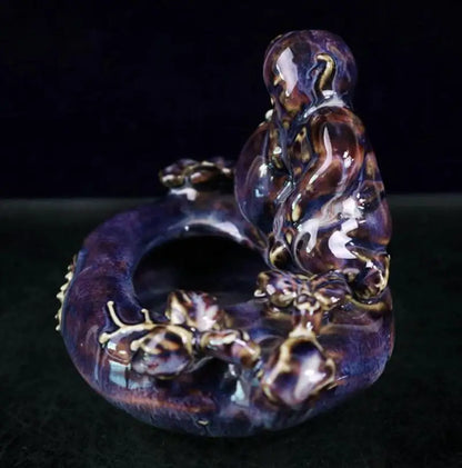 China blue glaze ceramic Boy Pen wash crafts statue