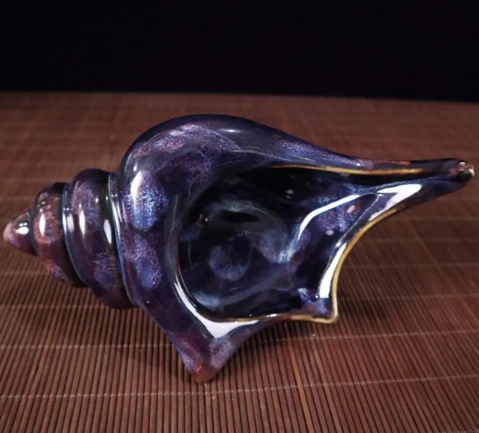 China blue glaze ceramic conch Pen wash crafts statue