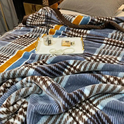 China brand thicker blanket cloud feeling soft velvet bed cover warm winter king size rectangle 78 x 90 in stripes design new