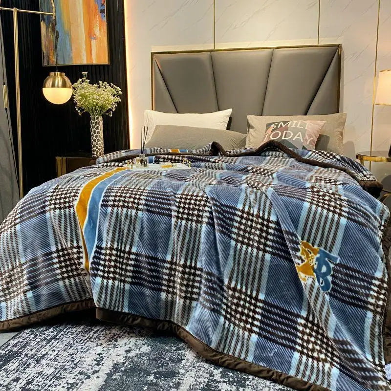 China brand thicker blanket cloud feeling soft velvet bed cover warm winter king size rectangle 78 x 90 in stripes design new