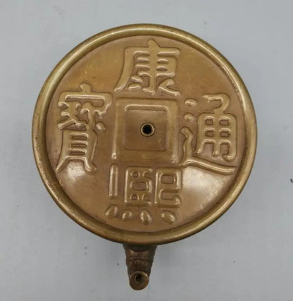 China brass Ancient coins shape teapot crafts statue