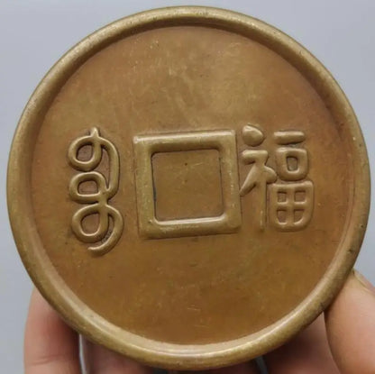 China brass Ancient coins shape teapot crafts statue