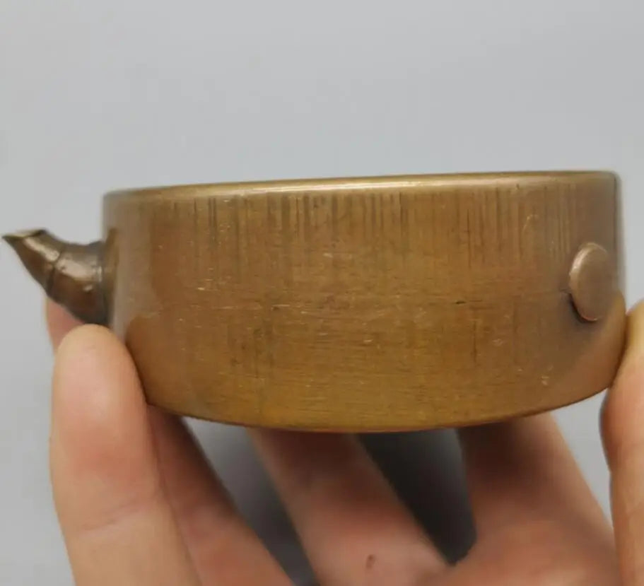 China brass Ancient coins shape teapot crafts statue