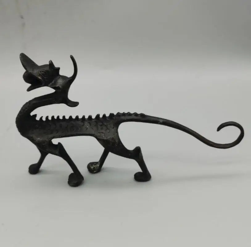 China brass Antique dragon Pen rack crafts statue