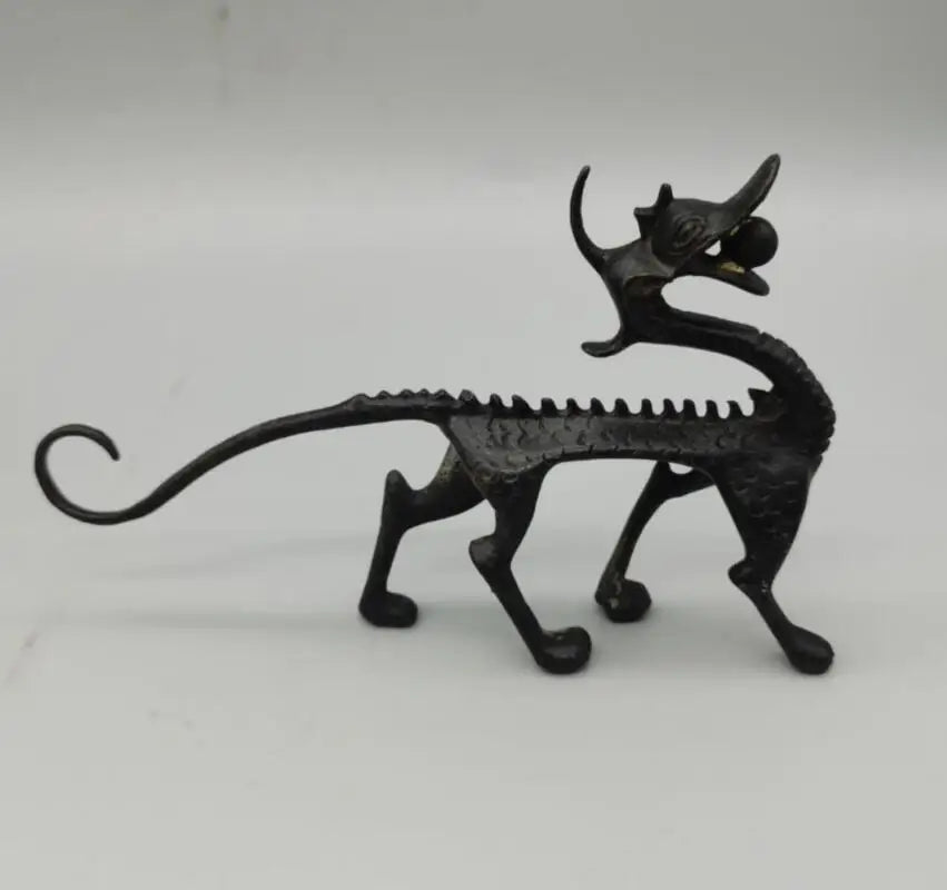 China brass Antique dragon Pen rack crafts statue