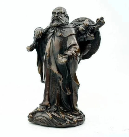 China brass Bodhidharma Buddha craft purple statue