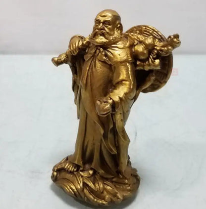 China brass Bodhidharma Buddha small craft statue