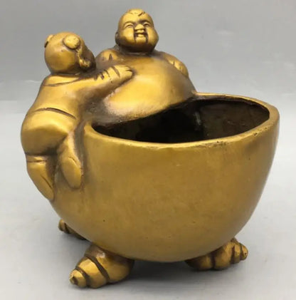 China brass Boys Girls conch Storage tanks crafts statue
