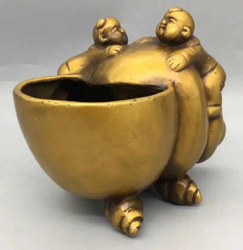 China brass Boys Girls conch Storage tanks crafts statue