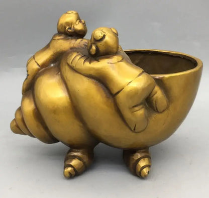 China brass Boys Girls conch Storage tanks crafts statue