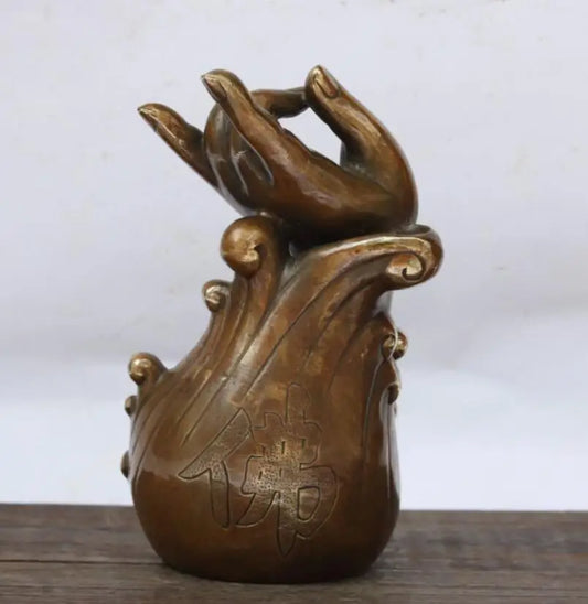 China brass Buddha hand Backflow incense burner crafts statue