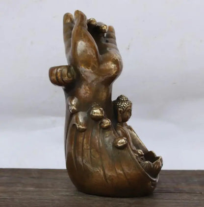 China brass Buddha hand Backflow incense burner crafts statue