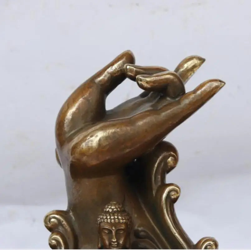 China brass Buddha hand Backflow incense burner crafts statue