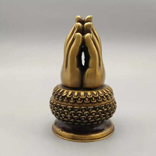 China brass Buddha hand Incense burner crafts statue