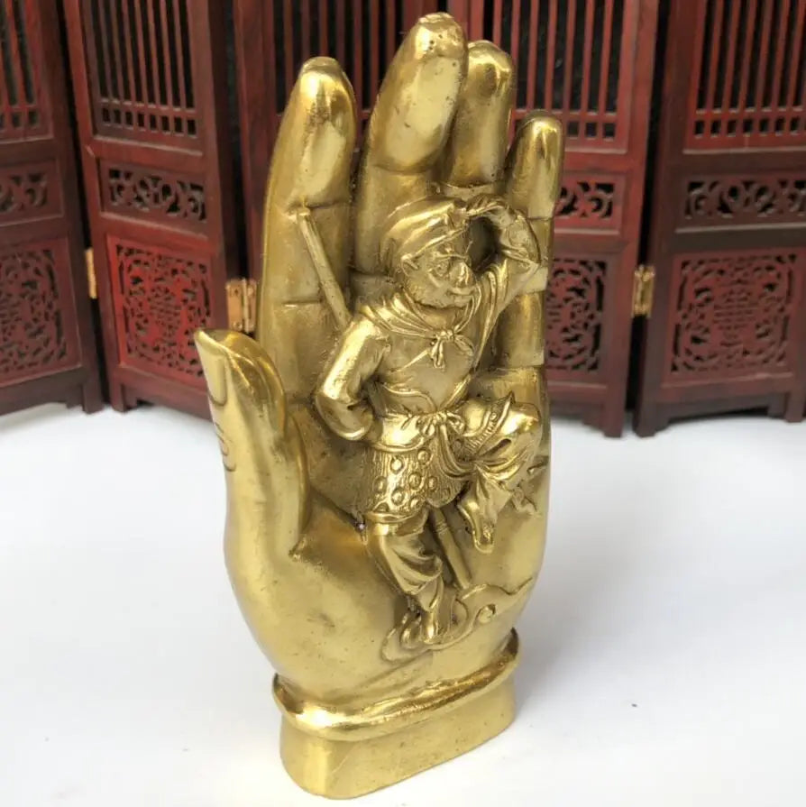 China brass Buddha hand Monkey King crafts statue