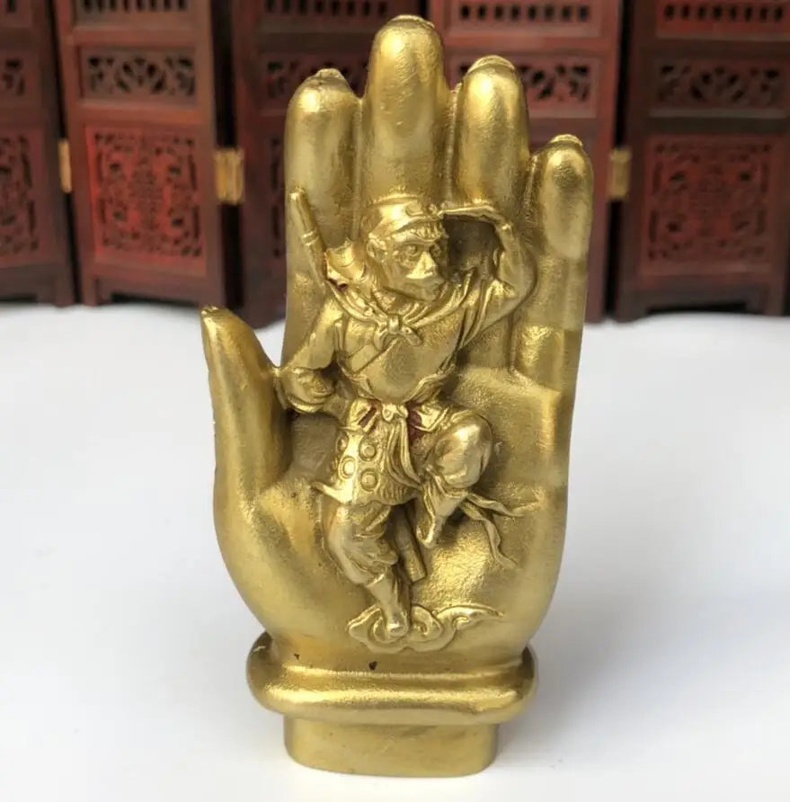 China brass Buddha hand Monkey King crafts statue