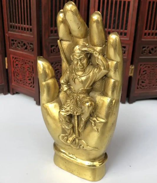 China brass Buddha hand Monkey King crafts statue