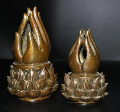 China brass Buddha hand lotus Incense burner crafts statue