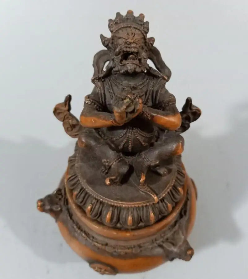 China brass Buddha lid incense burner crafts statue