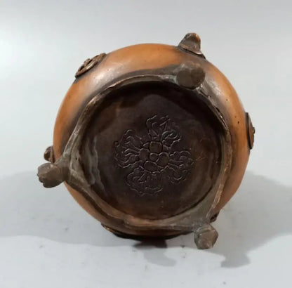China brass Buddha lid incense burner crafts statue