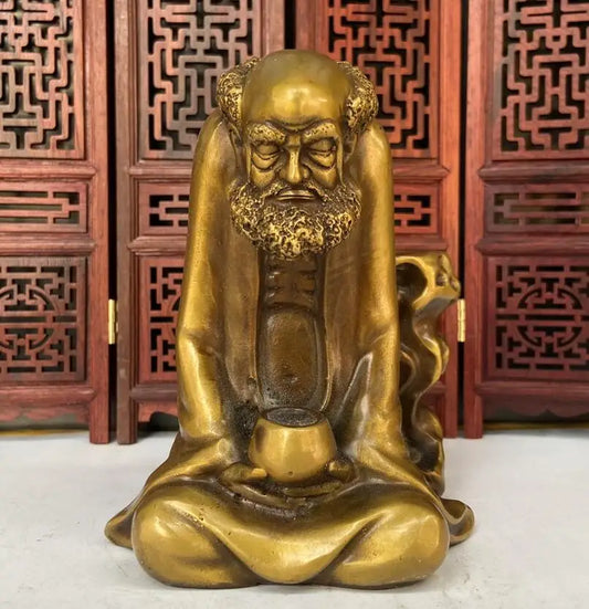China brass DARUMA Patriarch Backflow Incense Burner crafts statue