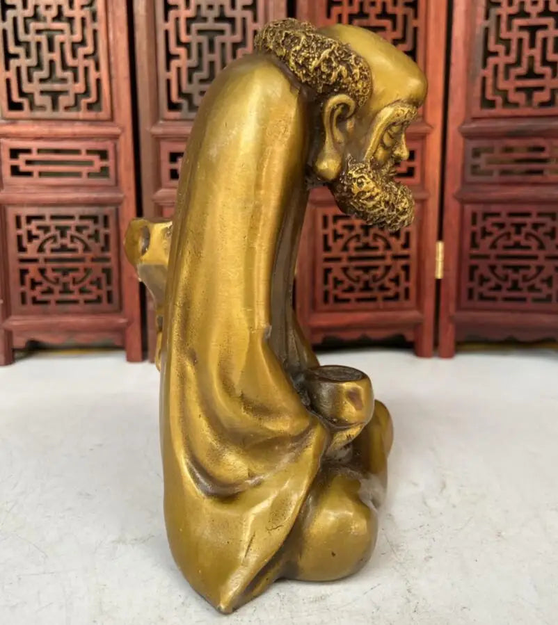 China brass DARUMA Patriarch Backflow Incense Burner crafts statue