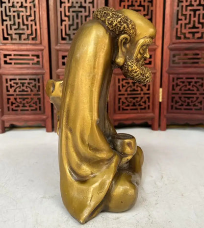 China brass DARUMA Patriarch Backflow Incense Burner crafts statue