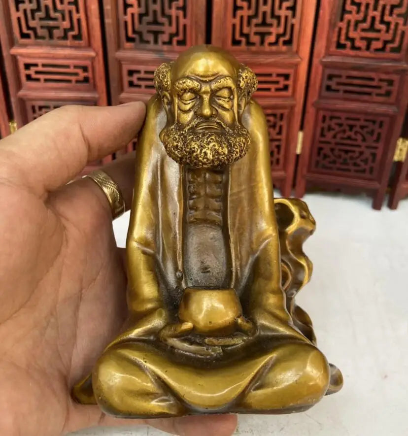 China brass DARUMA Patriarch Backflow Incense Burner crafts statue
