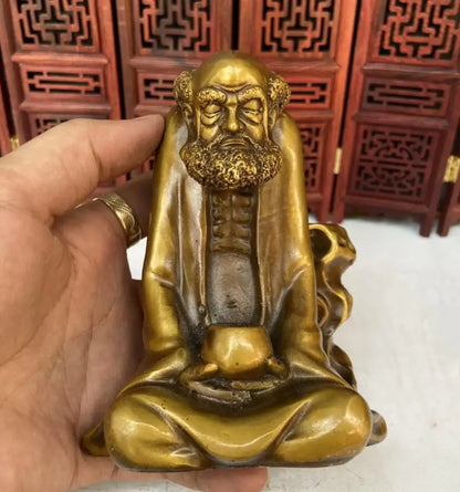 China brass DARUMA Patriarch Backflow Incense Burner crafts statue