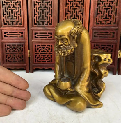 China brass DARUMA Patriarch Backflow Incense Burner crafts statue